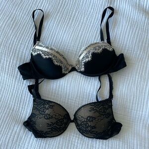 2 Black lace push up bras 34A